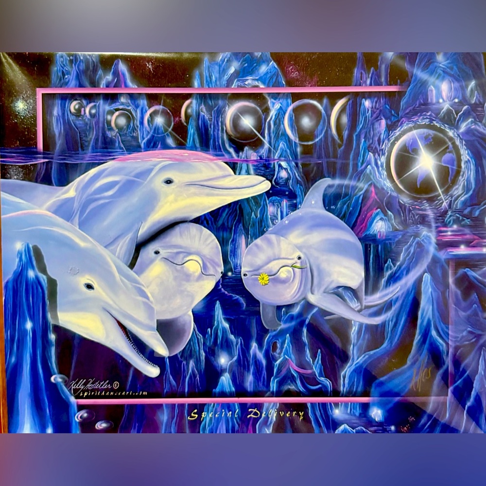 Groovy dolphin illustration. Wrapped and signed by FL Keys artist.